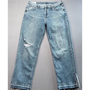 GAP '90s Loose‎ Mid Rise Distressed Ripped Raw Hem Jeans Light Wash Women's